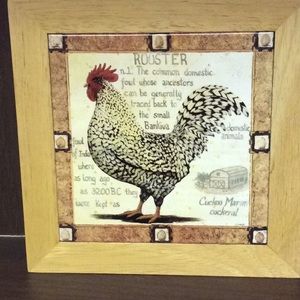 “Rooster” Ceramic/Wood Hanging Hot Plate